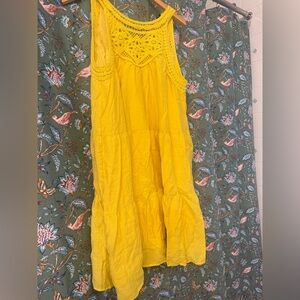 BEBE Yellow Crochet Detail Dress